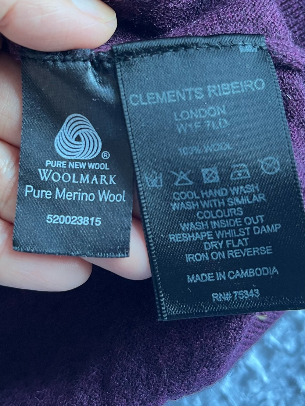 Clements Ribeiro POP Colorblock Woolmark Merino Wool Cardigan Size M Plum - Picture 4 of 12